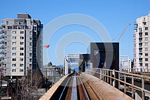 Vancouver SkyTrain new Canada Line to Surrey home rails train sky train road trip traffic big city life convenience