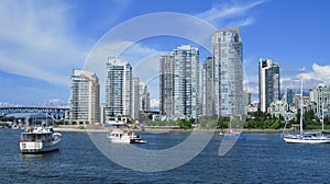 Vancouver waterfront marina on a blue summer day