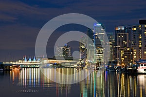 Vancouver waterfront at night