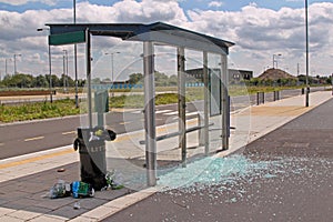 Vandalised bus stop.