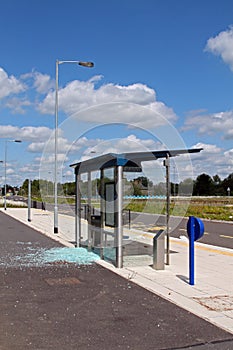 Vandalised bus stop
