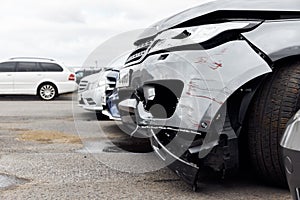 Vandalised Car With Damage To Bodywork In Car Park