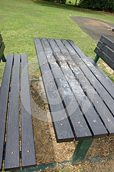 Vandalised picnic bench