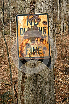 Vandalized No Dumping Sign photo