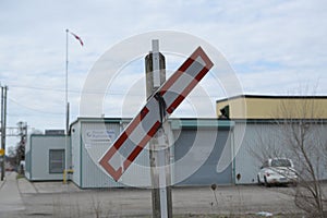 Vandalized Railway Crossing Sign photo