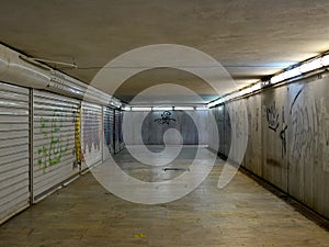 Vandals painted the walls of the underground passage with unlikeable inscriptions