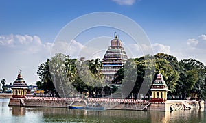 Vandiyur Mariamman temple located inside a lake in Madurai, India