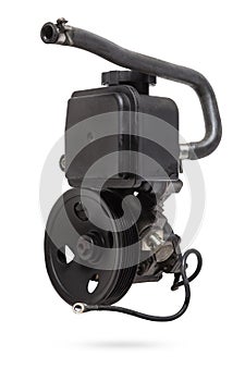 Vane pump or hydraulic power steering pump on a white background engine parts. Spare parts auto catalog