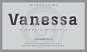 Vanessa font. Elegant alphabet letters font and number.