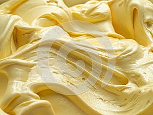 Vanila flavour gelato - full frame detail. Close up of a beige surface texture of vanilla Ice cream. photo