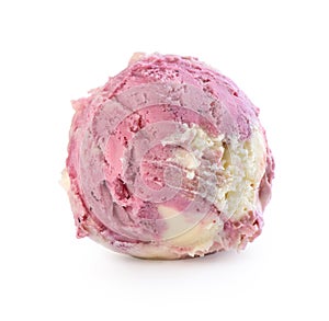 Vanilla berry ice cream on a white background