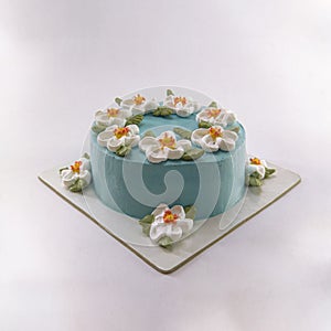 vanilla cake isolated on white background