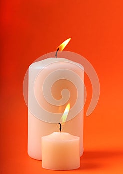 Vanilla candle burning  flame