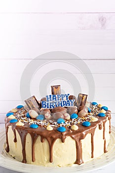 Vanilla and Chocolate Birthday Cake Vertical