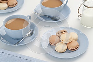 Vanilla and Chocolate Macarons with Tea