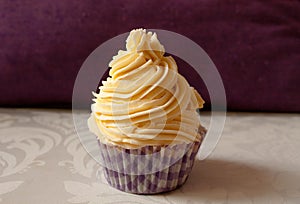 Vanilla cream cupcake photo