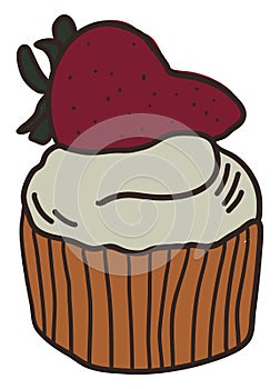 Vanilla cup cake, illustration, vector