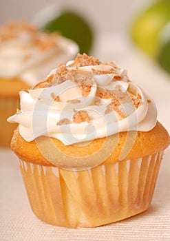 Vanilla cupcake with buttercream coconut photo