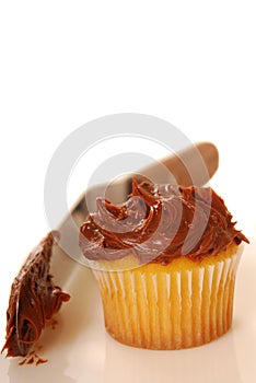 Vanilla cupcake with chocolate frosting