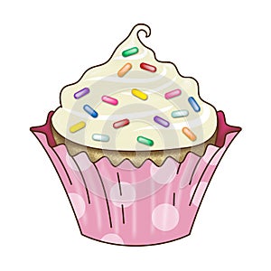 Vanilla Cupcake Icing Rainbow Sprinkles
