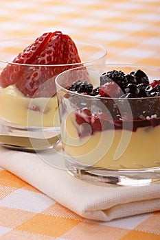 Vanilla custard with berries
