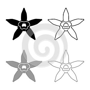 Vanilla flower icon outline set black grey color vector illustration flat style image