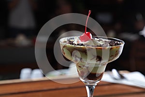 Vanilla ice cream with avocado and chocolate