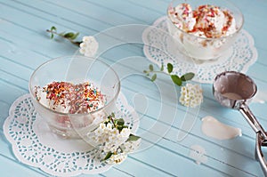 Vanilla ice cream in bowls