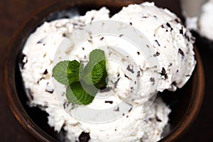 Vanilla ice cream with chocolate chips - straciatella