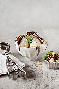 Vanilla Ice Cream with Chocolate Topping