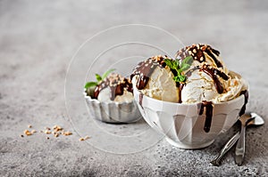 Vanilla Ice Cream with Chocolate Topping