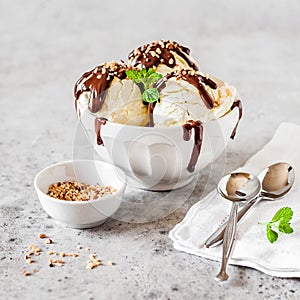 Vanilla Ice Cream with Chocolate Topping