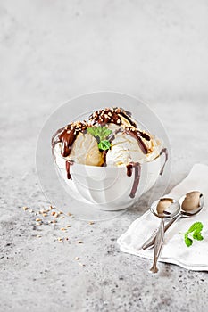 Vanilla Ice Cream with Chocolate Topping