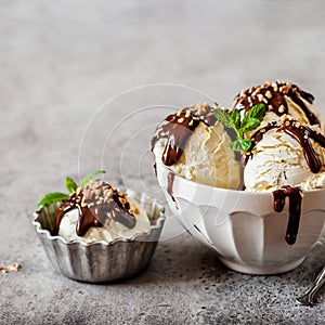 Vanilla Ice Cream with Chocolate Topping