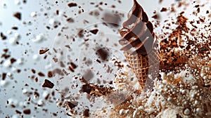 Vanilla Ice Cream Cone With Chocolate Sprinkles