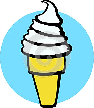 vanilla ice cream cone vector illustration