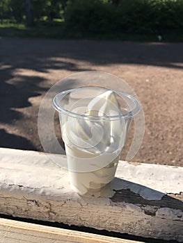 Vanilla ice cream in a cup