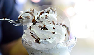 Vanilla ice cream in a glass