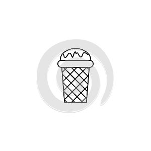 Vanilla ice cream in waffle cup isolated icon. Swirl of soft serve ice cream with textured waffle cup. illustration for