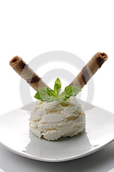 Vanilla Icecream scoop with mint