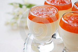 Vanilla mousse with grapefruit sauce