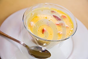 Vanilla mousse with strawberry photo