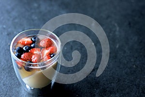 Vanilla panna cotta with berries jelly