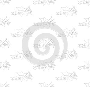 Vanilla Planifolia Flower Seamless on White Background. Vector Illustration.