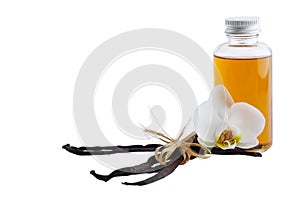Vanilla pods, flower and bottle