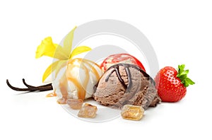 Vanilla pods, flower and ice cream