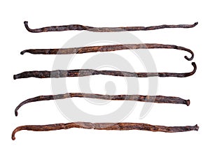 Vanilla pods. Isolated on white background. Full depth of field