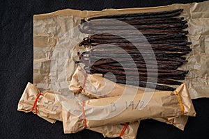 Vanilla pods undergo a aging process until they are browned