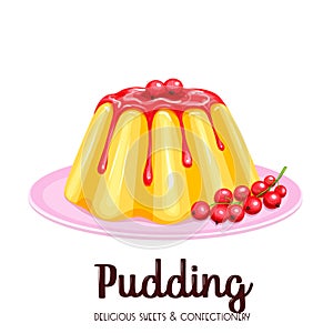 Vanilla pudding with syrup photo
