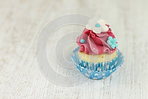 Vanilla and raspberry mini cupcake